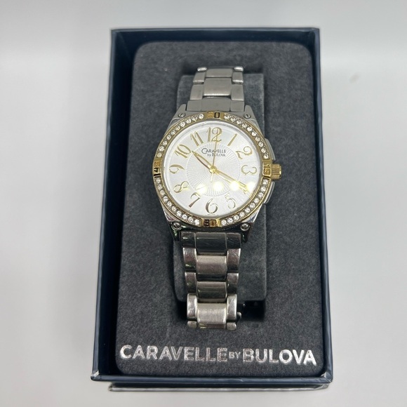 Caravelle by Bulova 45L132 Two-Tone Crystal Women’s Watch w/ Extra Links main image 6